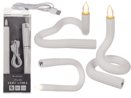 White flexibel LED stick candle made of silicone,