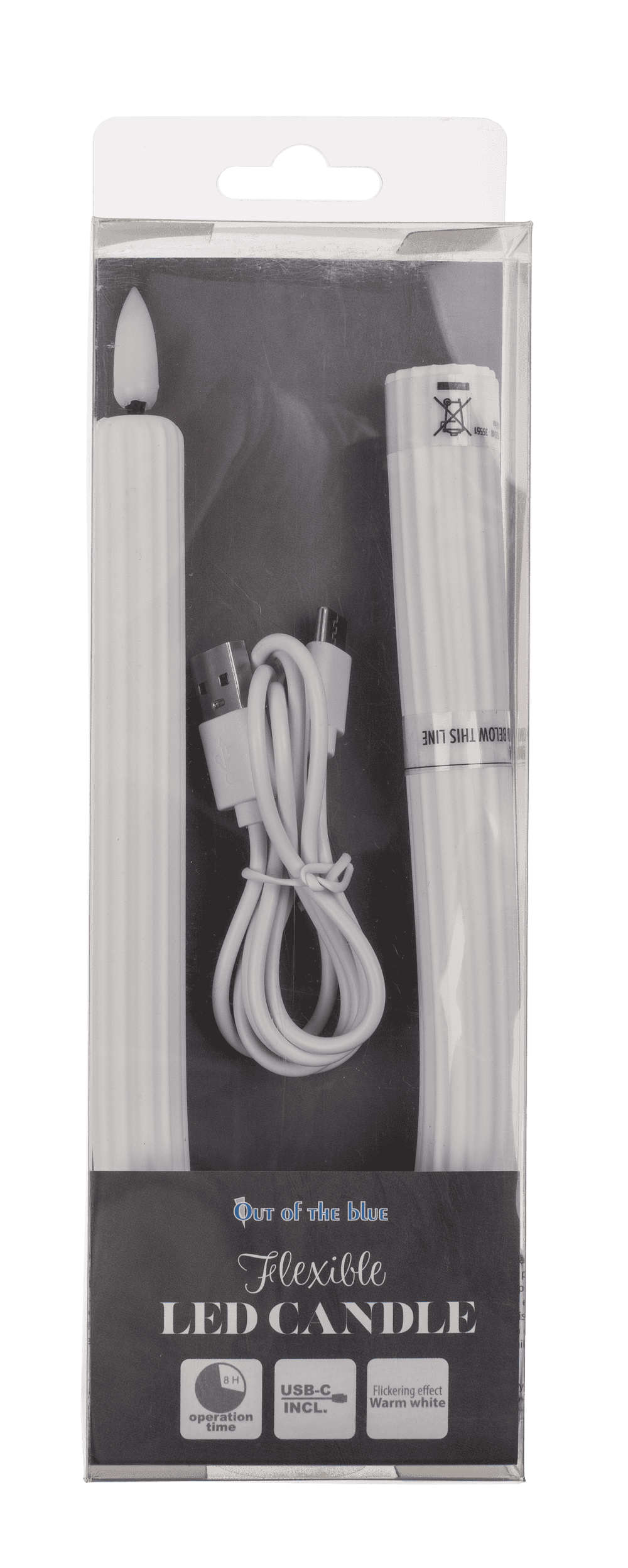 White flexibel LED stick candle made of silicone,