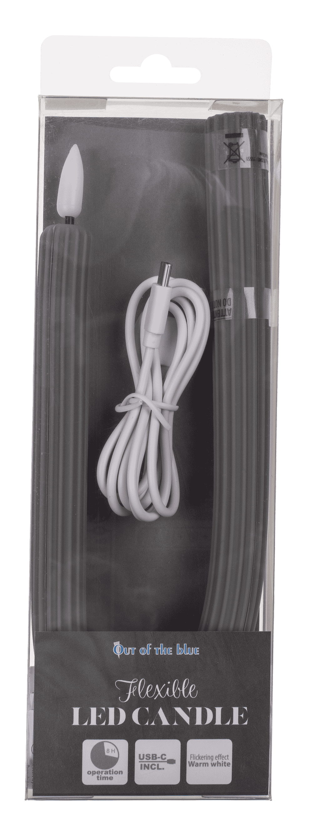 Grey flexibel LED stick candle made of silicone,