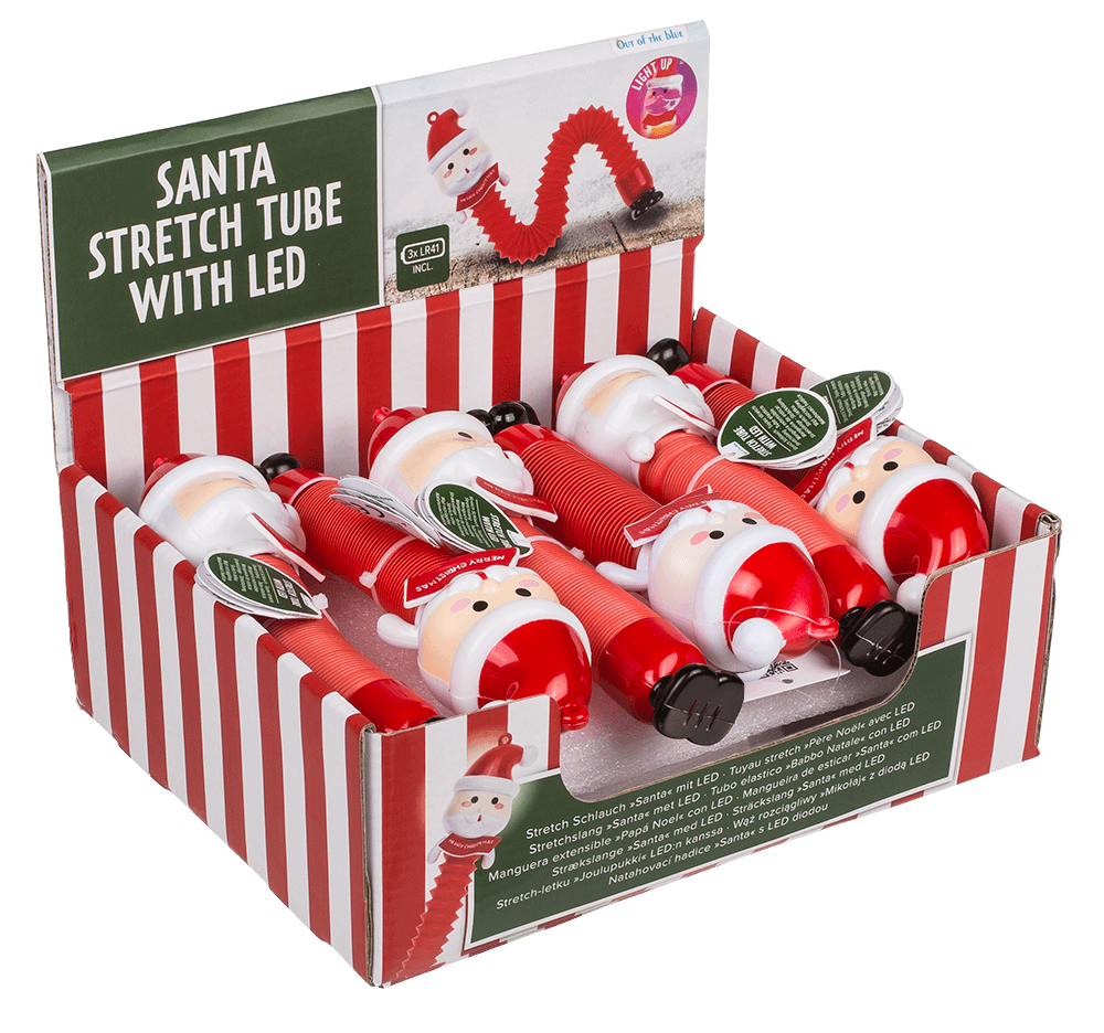 Stretch tube, Santa, with LED, incl. 3 x LR41