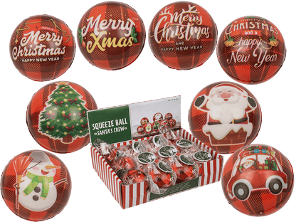 Squeeze ball, Santa's Crew, 6 cm, 4 assorted,