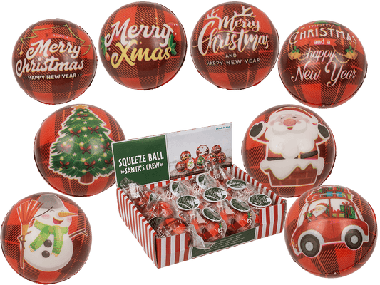 Squeeze ball, Santa's Crew, 6 cm, 4 assorted,