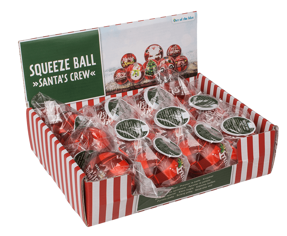 Squeeze ball, Santa's Crew, 6 cm, 4 assorted,