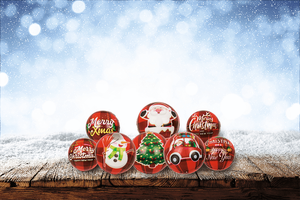 Squeeze ball, Santa's Crew, 6 cm, 4 assorted,