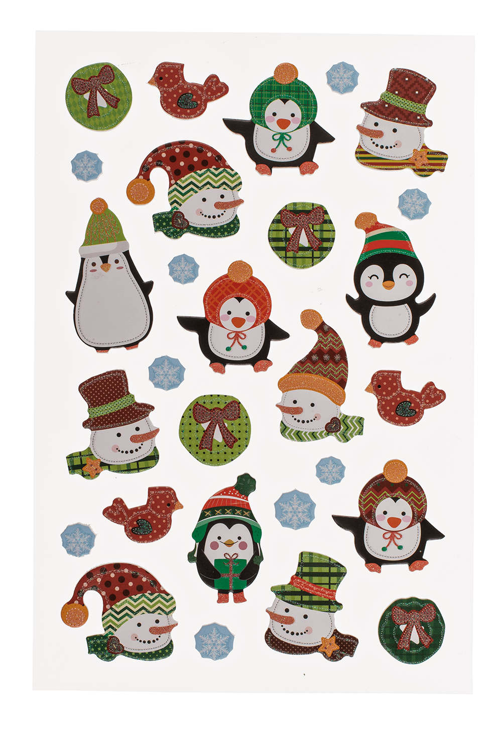 Christmas soft sticker set, sheet size 14 x 25 cm,