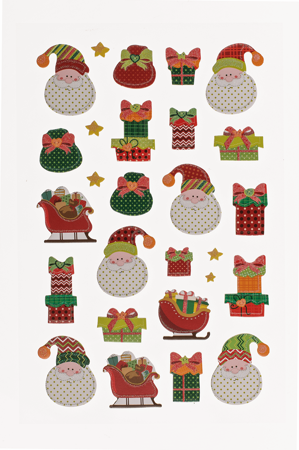 Christmas soft sticker set, sheet size 14 x 25 cm,