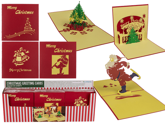 Christmas greeting cards with fold-out silhouette