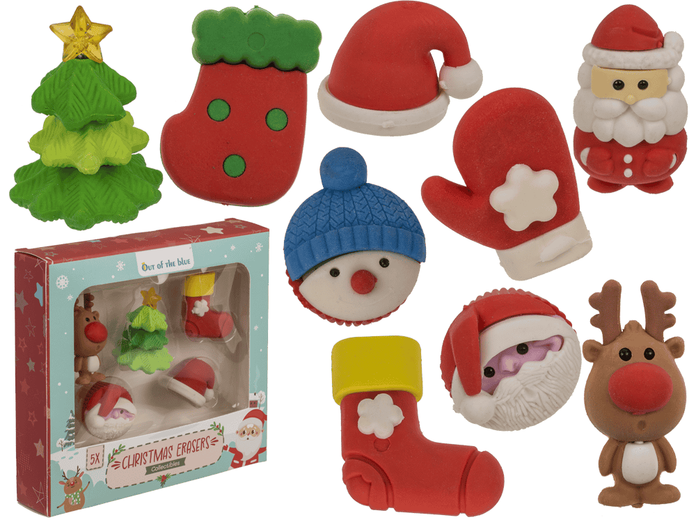 Christmas erasers "Collectibles", set of 5,