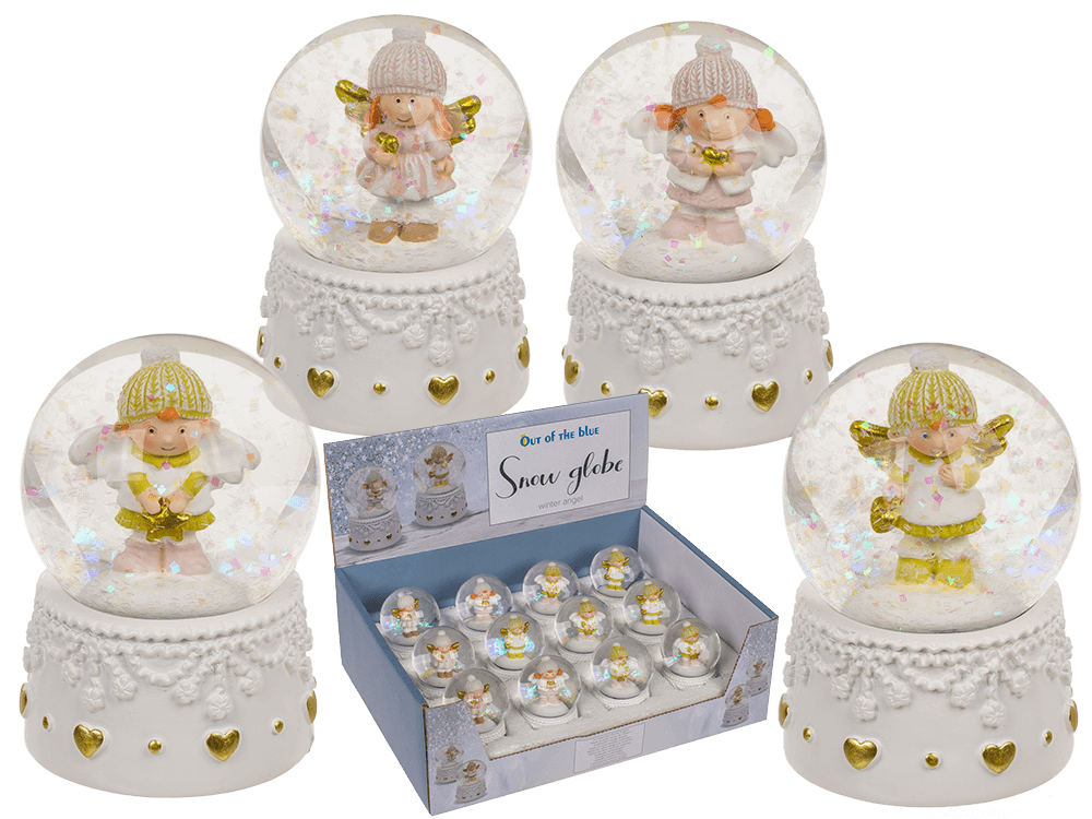 Snow globe, winter angel, on socket,