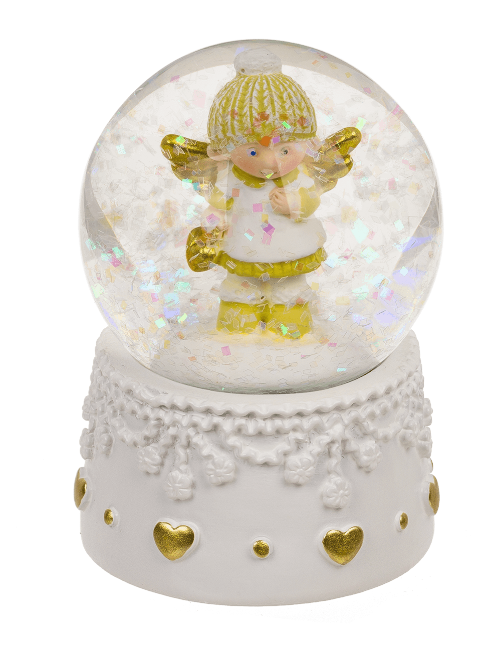 Snow globe, winter angel, on socket,