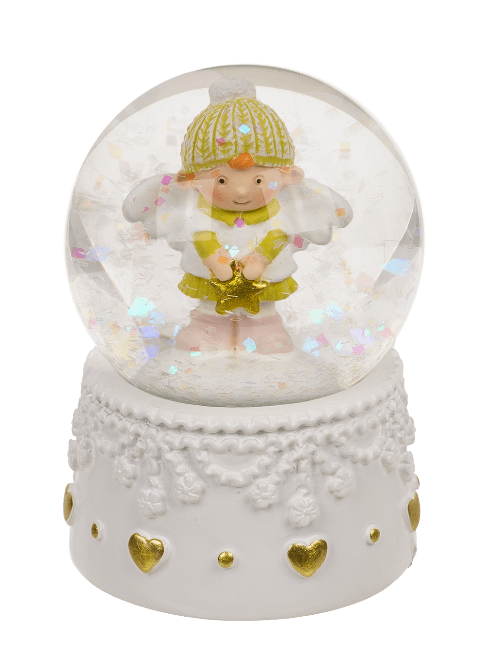 Snow globe, winter angel, on socket,
