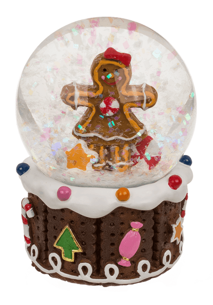 Snow globe, gingerbread children, on socket,