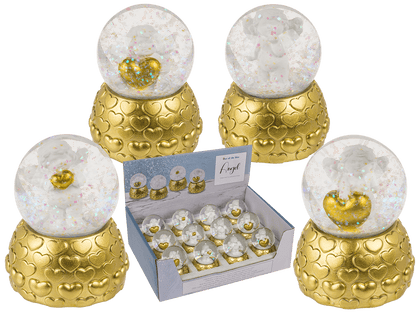 Snow globe, favorite angel, on golden socket,
