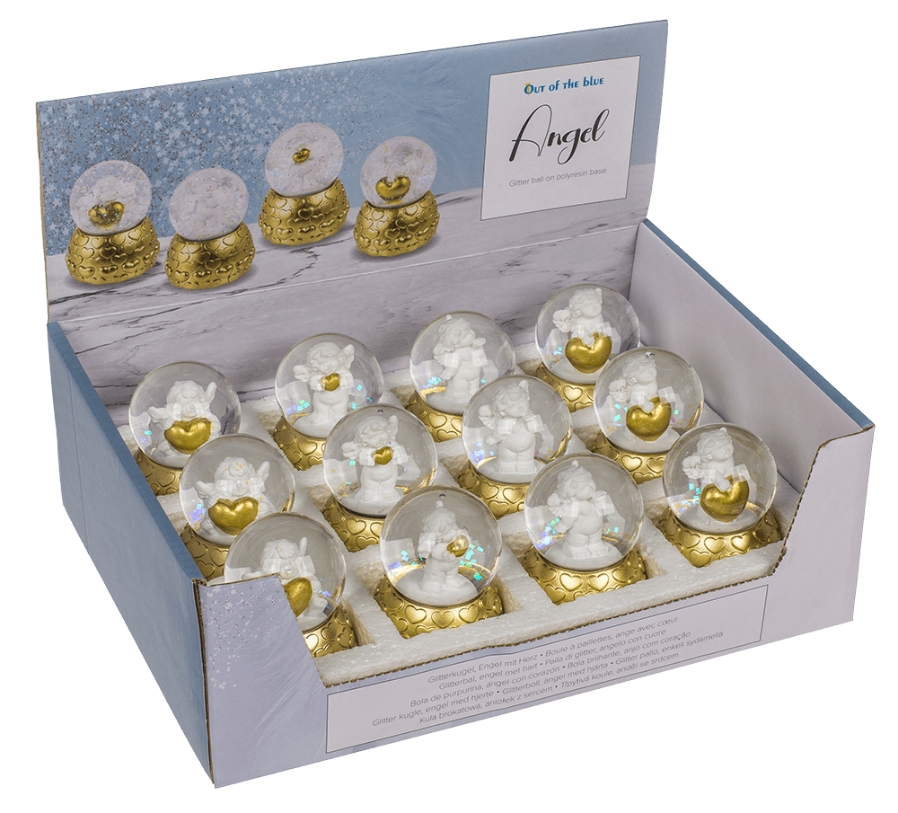 Snow globe, favorite angel, on golden socket,