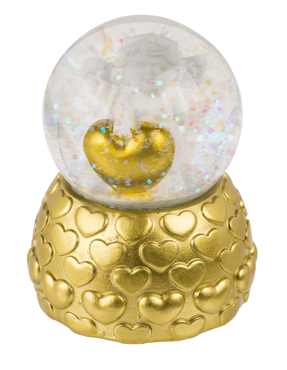 Snow globe, favorite angel, on golden socket,