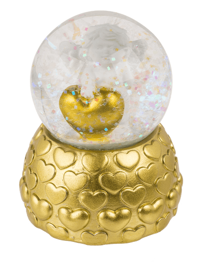 Snow globe, favorite angel, on golden socket,