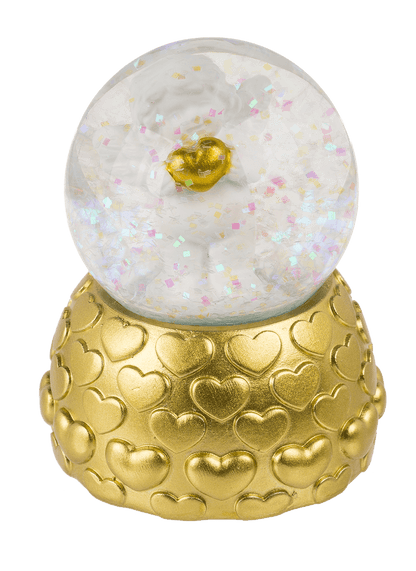 Snow globe, favorite angel, on golden socket,