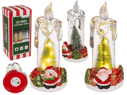 LED candle with Christmas scene, acrylic/dolomite,