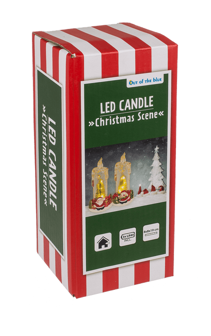 LED candle with Christmas scene, acrylic/dolomite,