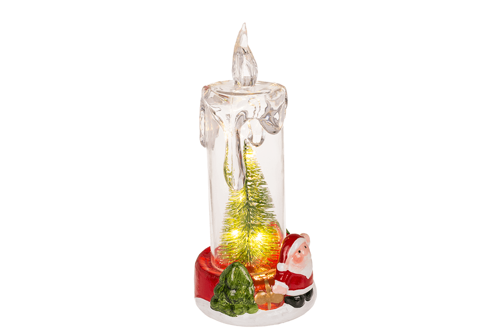 LED candle with Christmas scene, acrylic/dolomite,