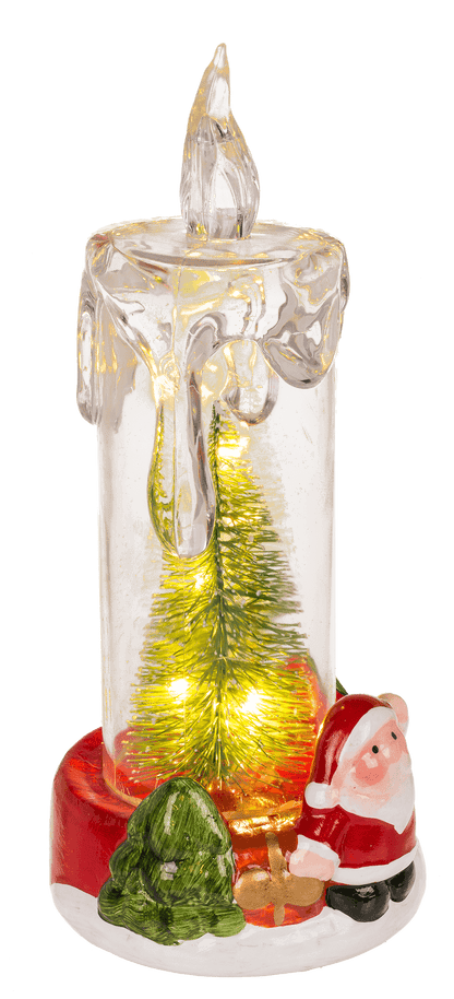 LED candle with Christmas scene, acrylic/dolomite,