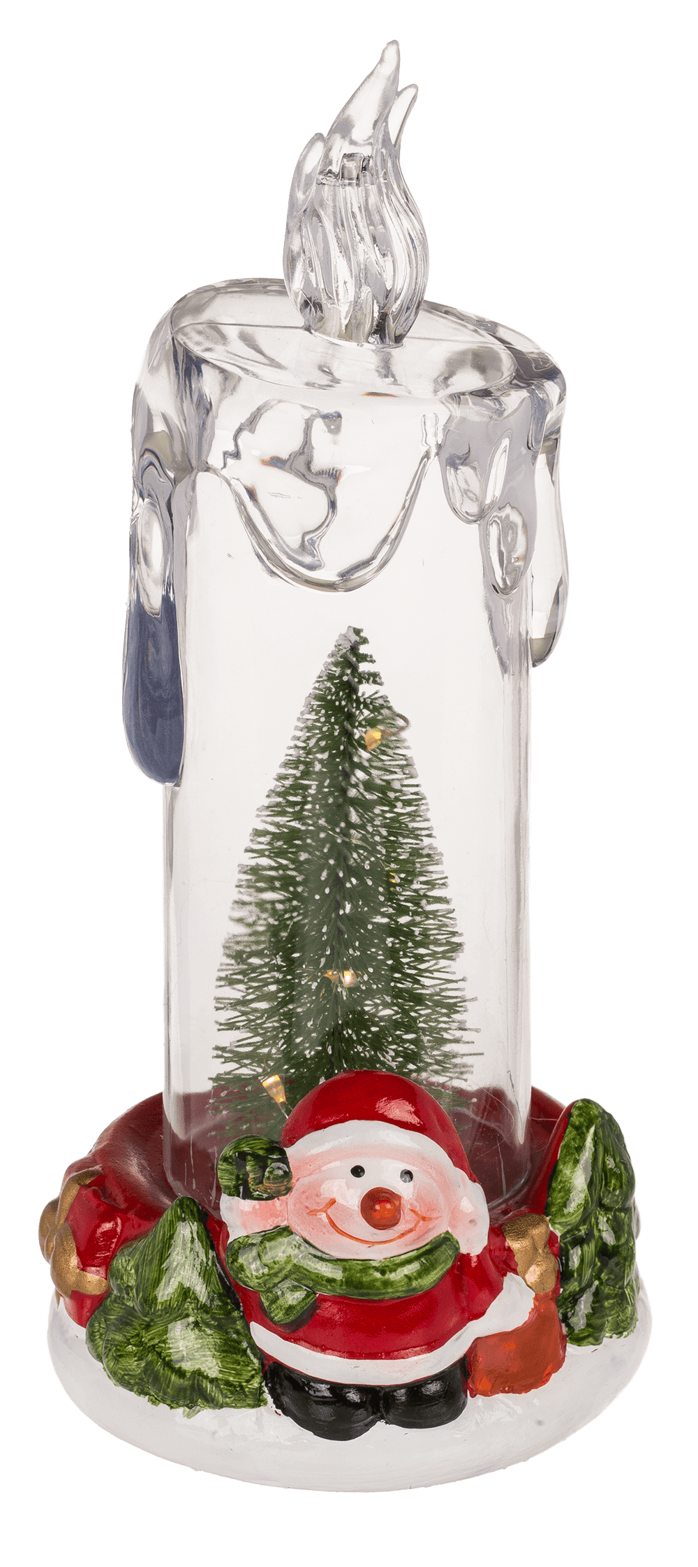 LED candle with Christmas scene, acrylic/dolomite,