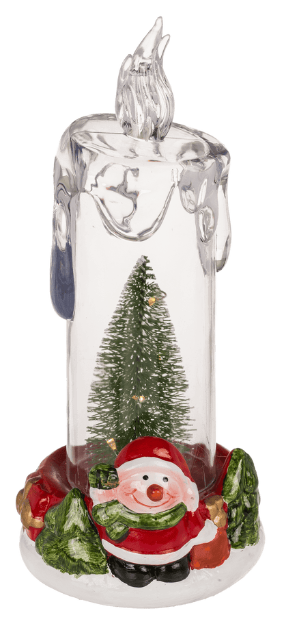 LED candle with Christmas scene, acrylic/dolomite,
