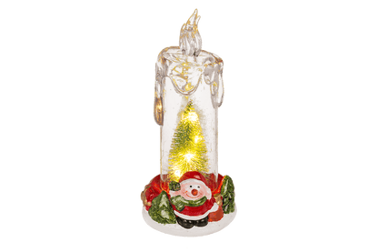 LED candle with Christmas scene, acrylic/dolomite,