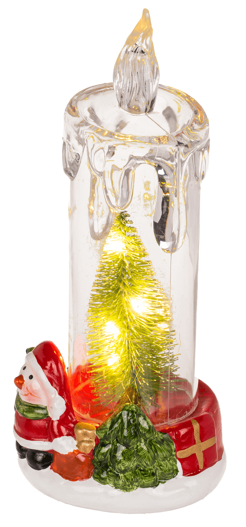 LED candle with Christmas scene, acrylic/dolomite,