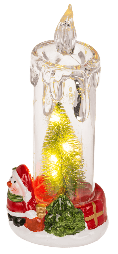 LED candle with Christmas scene, acrylic/dolomite,