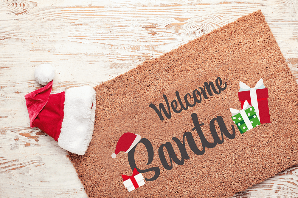 Coconut Doormat, Welcome Santa,