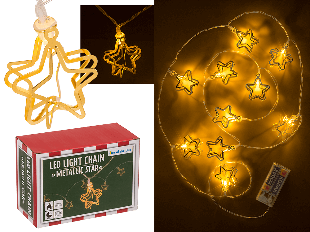 3D LED light chain, Metallic Stars,