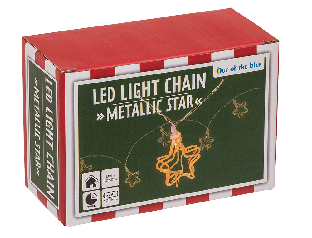 3D LED light chain, Metallic Stars,