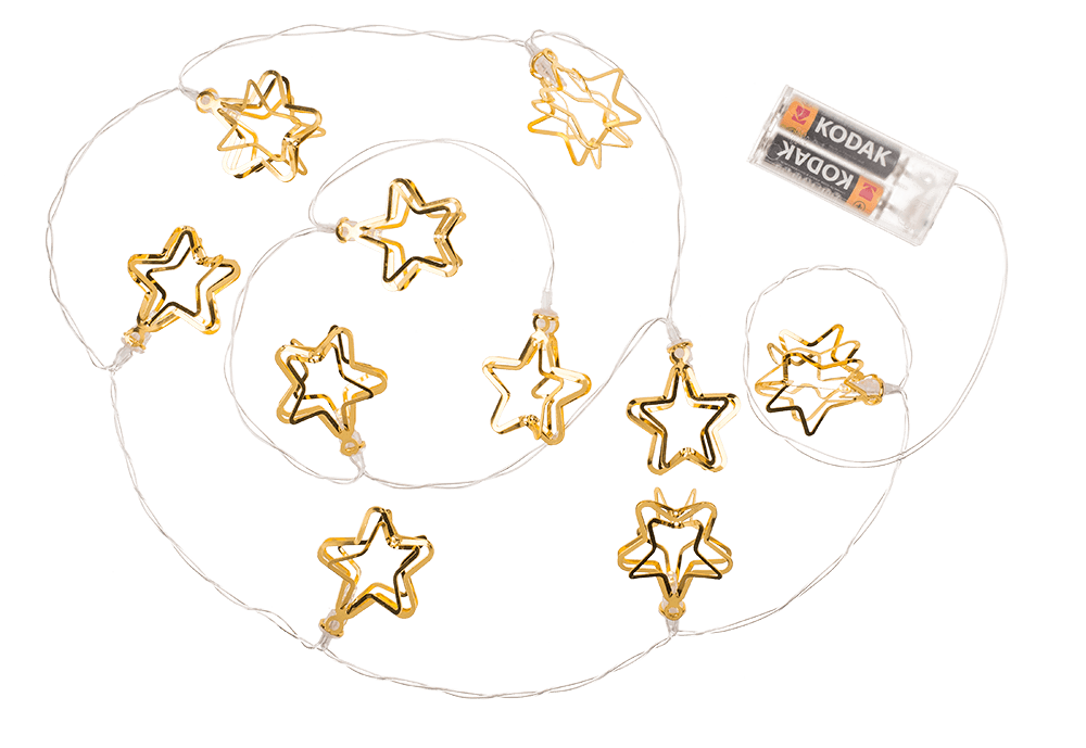 3D LED light chain, Metallic Stars,