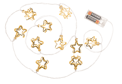 3D LED light chain, Metallic Stars,