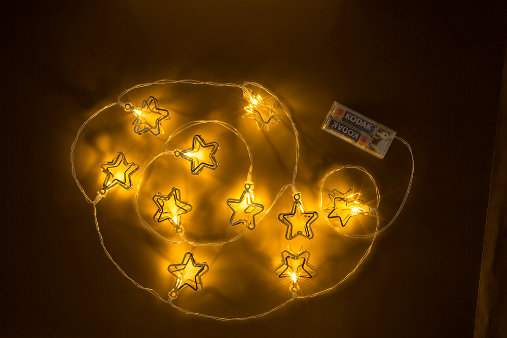 3D LED light chain, Metallic Stars,