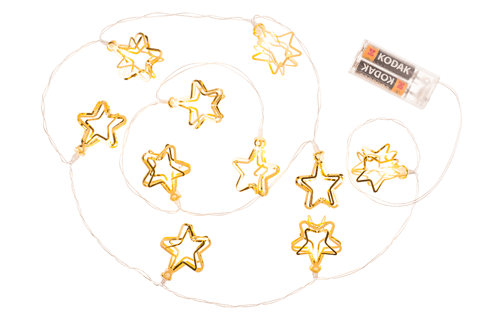 3D LED light chain, Metallic Stars,