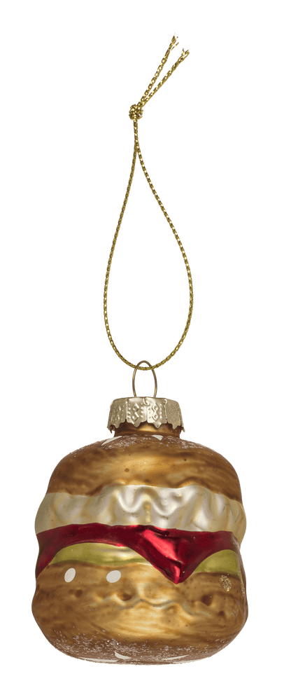 Glass tree decorations, fast food, set of 3,Burger