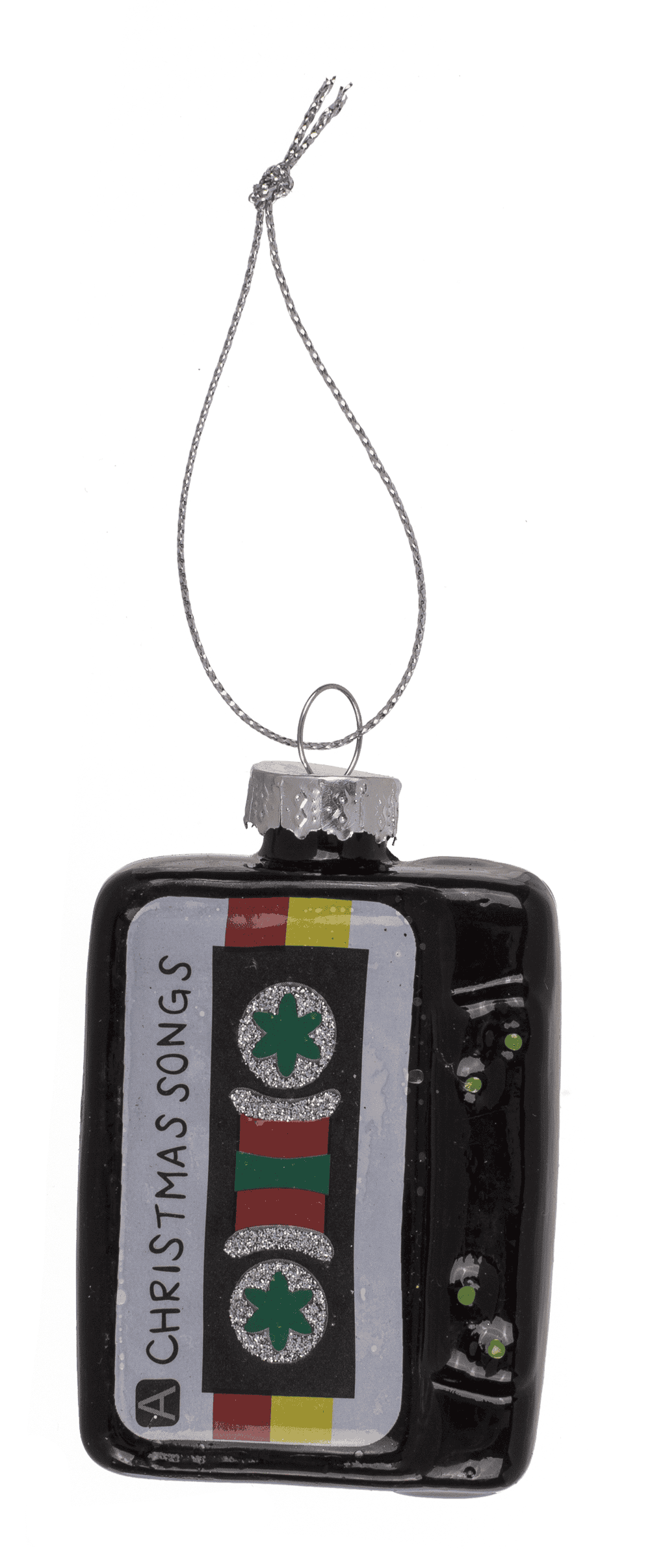 Glass tree decorations, Retro, set of 3, Cassette