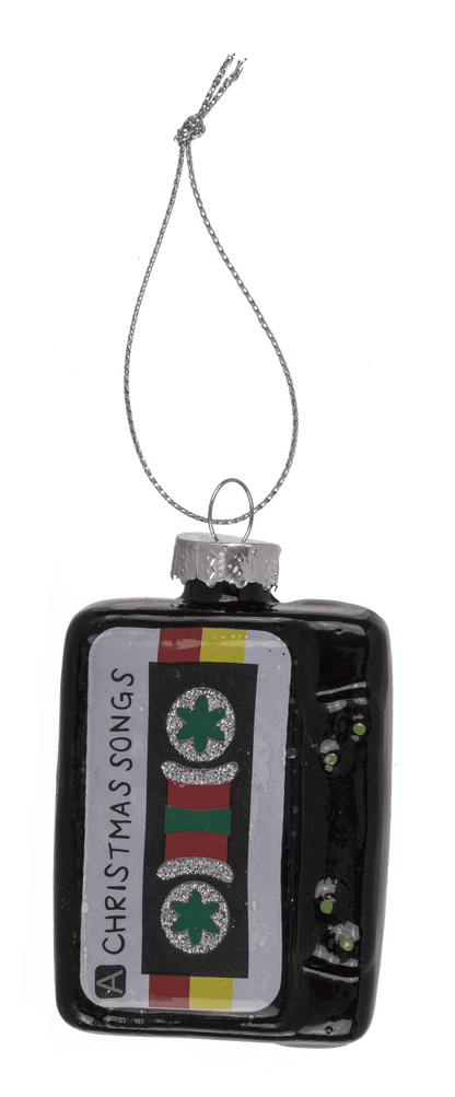 Glass tree decorations, Retro, set of 3, Cassette