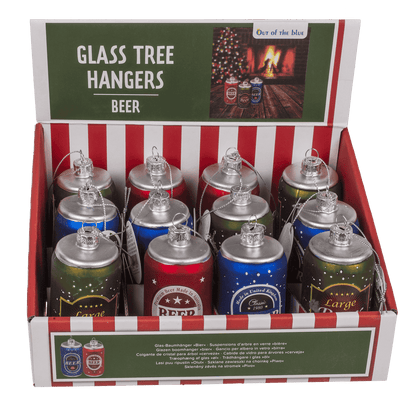 Glass tree hanger, beer, 3 assorted,