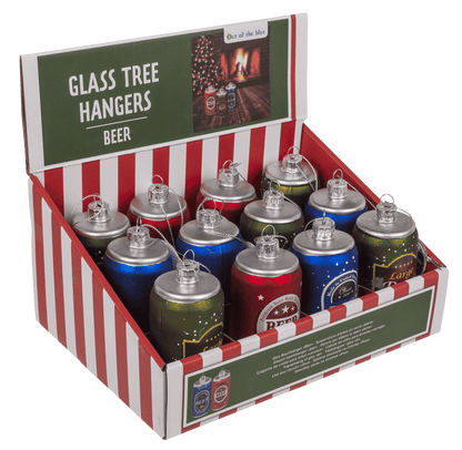 Glass tree hanger, beer, 3 assorted,