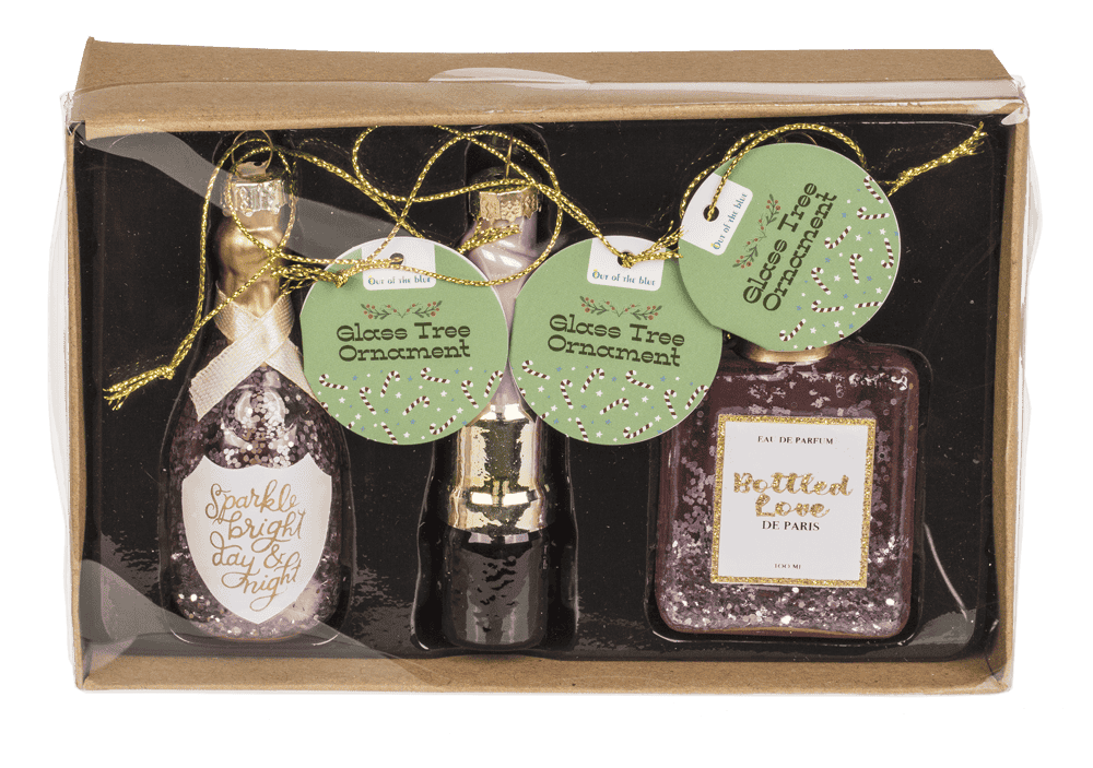 Glass tree decorations, Fancy, set of 3,