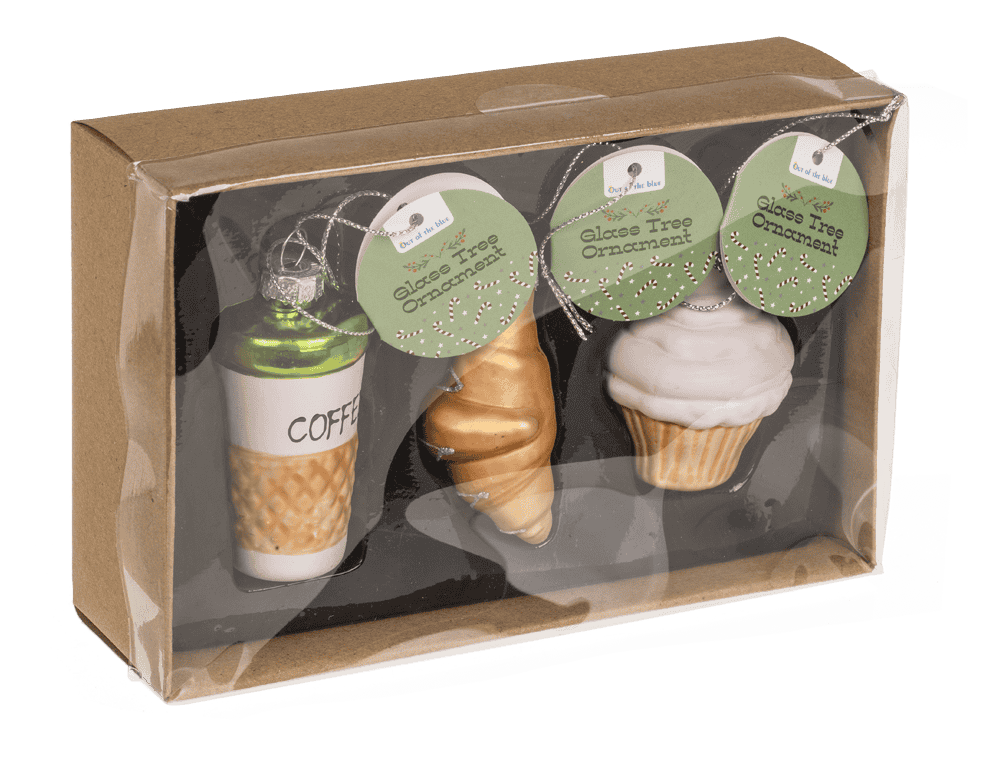 Glass tree decorations, Coffee, set of 3, Coffee