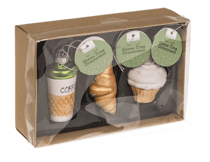 Glass tree decorations, Coffee, set of 3, Coffee