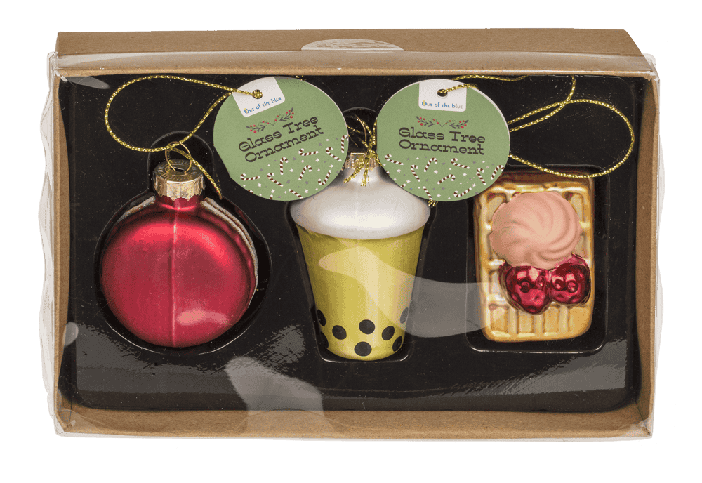 Glass tree decorations,Bubble Tea,set of 3,Macaron
