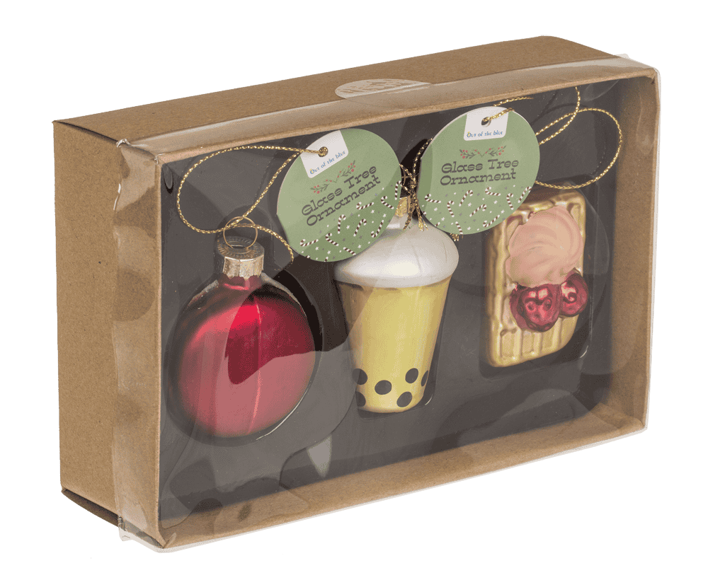Glass tree decorations,Bubble Tea,set of 3,Macaron