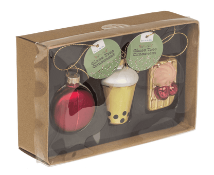 Glass tree decorations,Bubble Tea,set of 3,Macaron