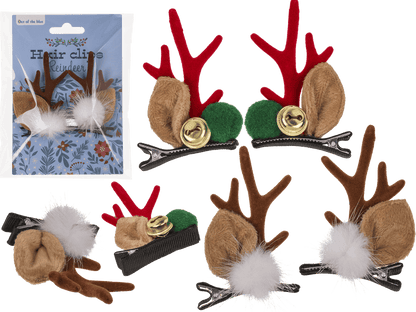 Hair clips, Reindeer, 2 assorted,