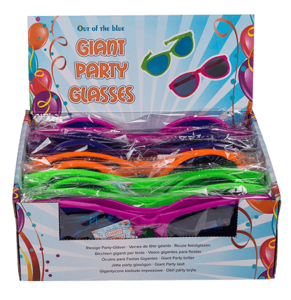 Giant fun glasses with coloured lenses,